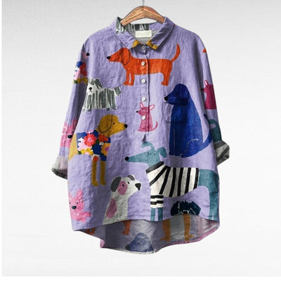 Clara | Unique Dog Pattern Blouse