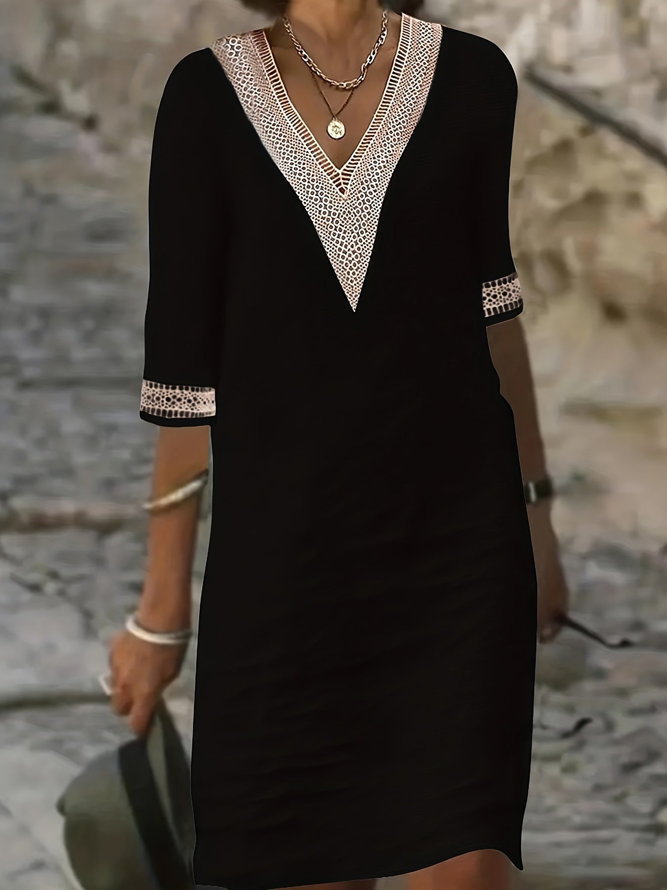 Clara | Lace Neckline Dress
