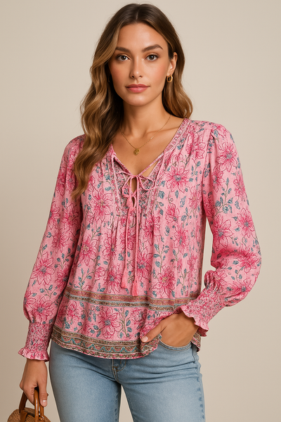 Clara | Floral Peasant Blouse