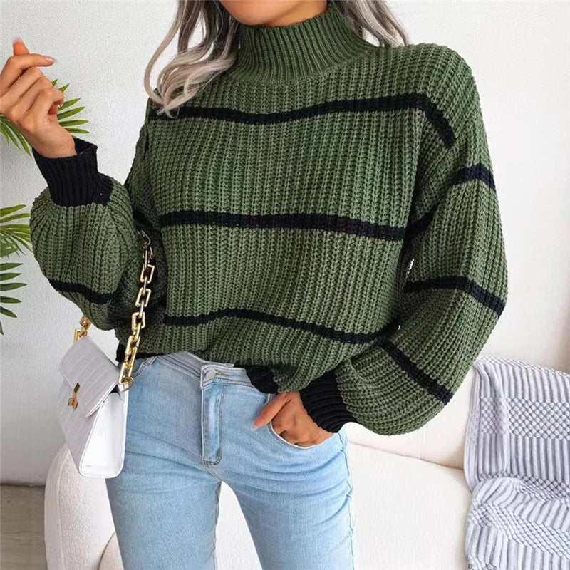Lily | Cozy Striped Turtleneck