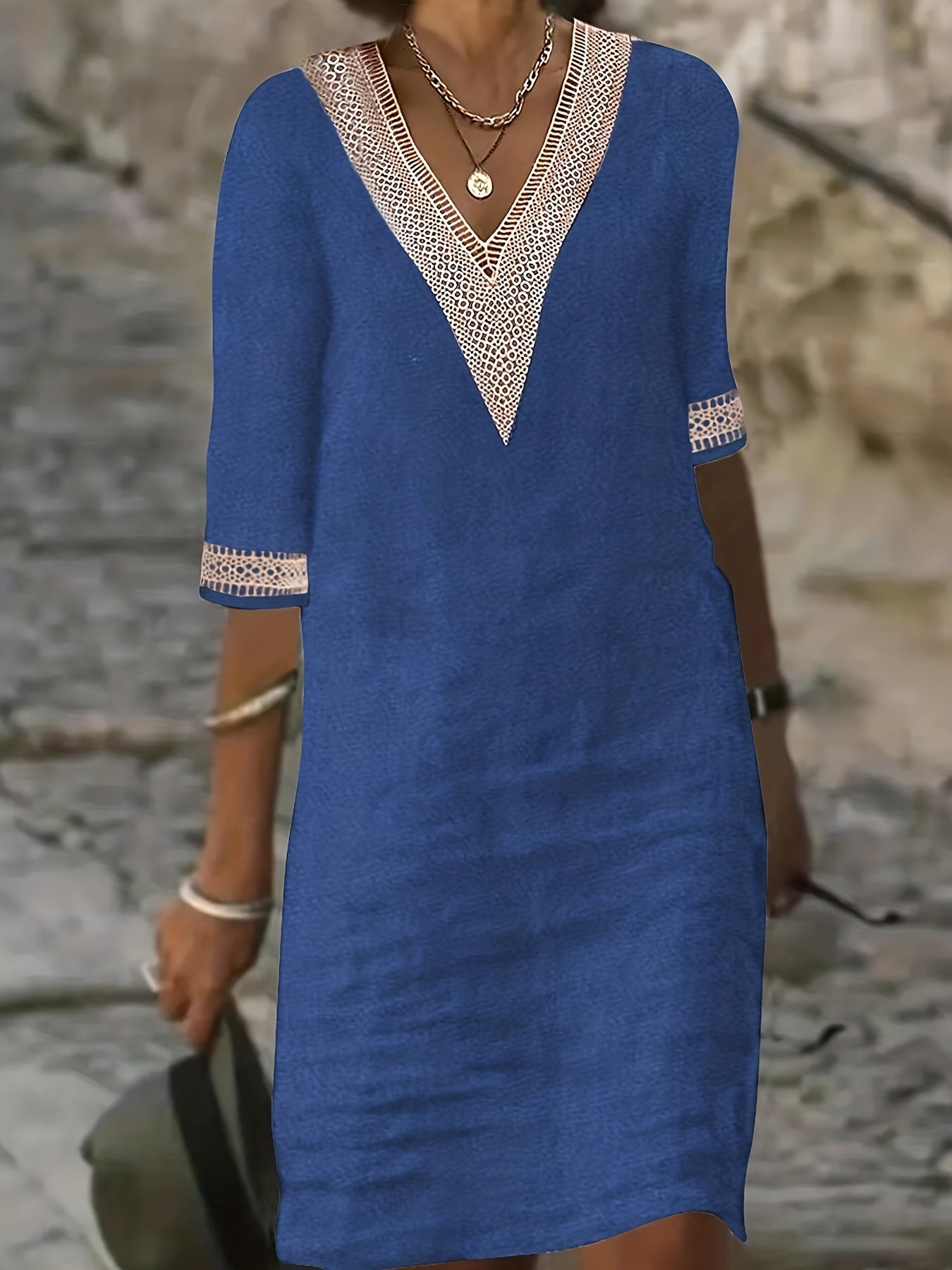 Clara | Lace Neckline Dress